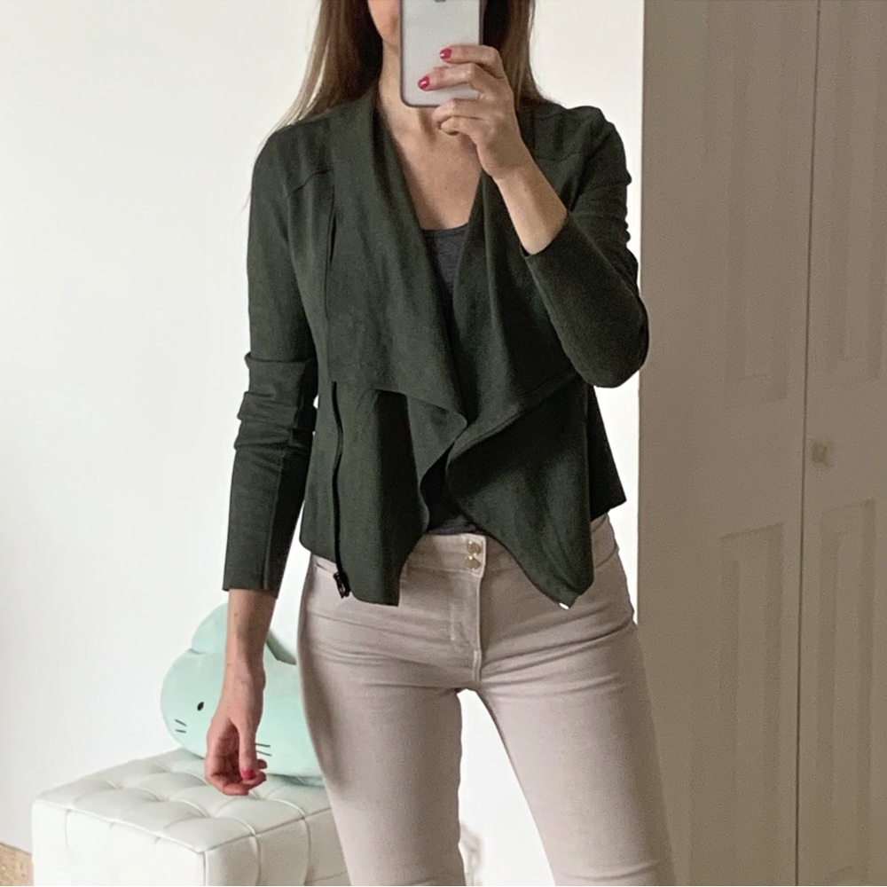 Blanknyc Drape Front Faux Suede Jacket